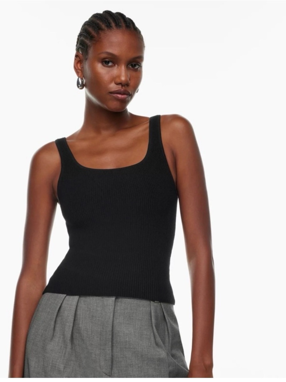 Aritzia Babaton Sculpt Knit Squareneck tank - black waist length